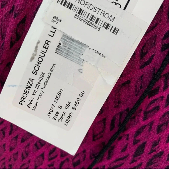 PROENZA SCHOULER WHITE LABEL Jersey Crewneck Shirt Magenta and Black Size S NWT - Picture 8 of 13